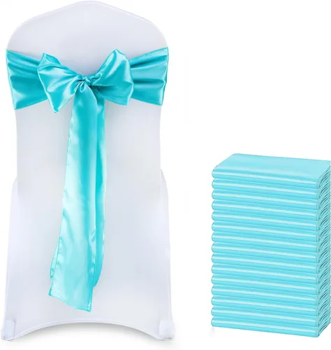 Vista 34 de Juego de 50 listones para sillas, de la marca MDS, Satin, Azul marino, 50