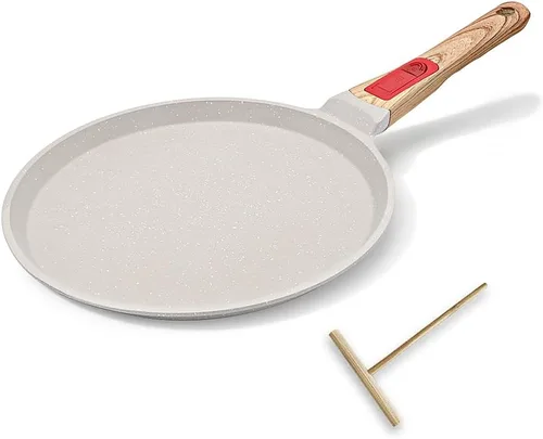 Vista 7 de RANX INGST Sartén antiadherente para crepas con mango desmontable, sartén para tortillas Dosa Tawa de aluminio fundido de 10 pulgadas, compatible