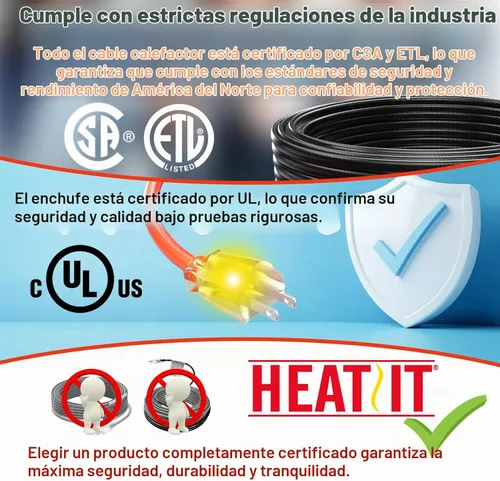 Vista 6 de Tubo, cable térmico con termostato Heat It HISD, 6 pies, negro