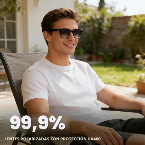 Vista 4 de Gafas inteligentes Bluetooth para hombres y mujeres, gafas AI con música de Lentes transicionales (oscurecerse a la luz del sol)Lentes+Marco negro