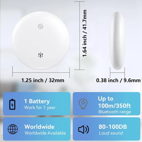 Vista 8 de Etiquetas de seguimiento de aire para Android o iOS, etiquetas inteligentes de aire de doble sistema, paquete de 4, compatibles con iOS Find My