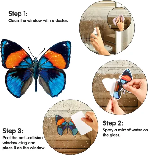 Vista 4 de Outus 40 calcomanías de mariposa para ventana de vidrio, mariposas, adhesivos anticolisión, decoración de primavera para evitar que personas