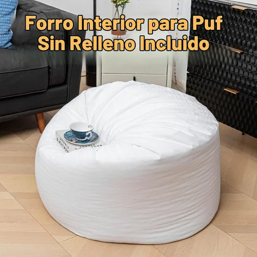 Vista 3 de Puf de repuesto para puf, para puf, silla, sofá perezoso, forro interior con cremallera, sin relleno, fácil limpieza, forro interior de puf blanco
