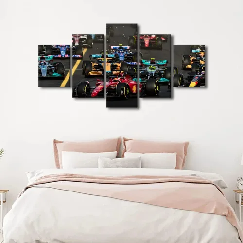 Vista 4 de TUMOVO Lienzo decorativo de pared para sala de estar, carreras, decoración moderna del hogar, carreras de automóviles, carteles impresos en alta