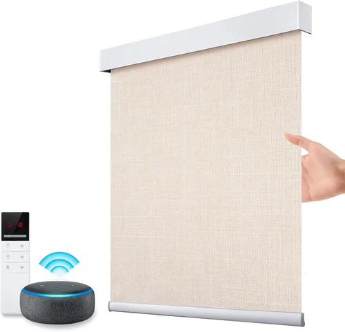 Vista 24 de ZSTARR Persianas opacas motorizadas con control remoto inteligente, persianas enrollables recargables inalámbricas para ventanas, oficina, hogar