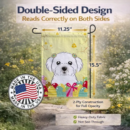 Vista 596 de Caroline's Treasures BB1923GF Bandera decorativa para jardín con diseño de Border Collie, para caza de huevos de Pascua, para jardín, jardín, patio