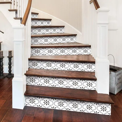 Vista 2 de funlife 3 calcomanías autoadhesivas de PVC de estilo escandinavo, calcomanías de escalera para despegar y pegar, calcomanías para elevar escaleras