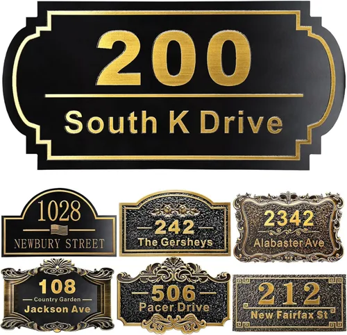 Vista 32 de Placa personalizada de dirección de casa de 12 pulgadas, números fundidos para exteriores, placa de señal de dirección personalizada con nombre
