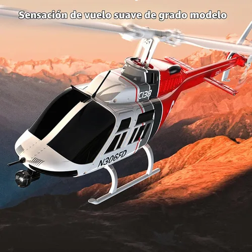 Vista 8 de Helicóptero de control remoto C138, helicóptero Bell206 a escala 1:33, 2.4G, 4 canales, RTF, monohélice libre, posicionamiento de flujo óptico