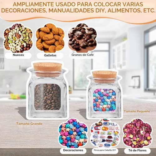 Vista 4 de 100 piezas de bolsas para botellas de tarro de albañil, 2 tamaños de bolsas reutilizables decorativas para aperitivos, bolsas de almacenamiento