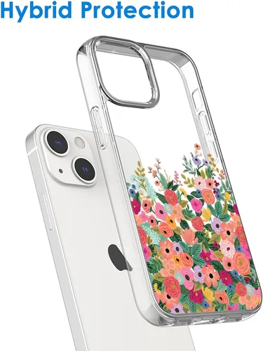 Vista 3 de Funda compatible con iPhone 15 Plus, diseño estético floral colorido de flores, jardín, fiesta, a prueba de golpes, suave TPU para mujeres y hombres