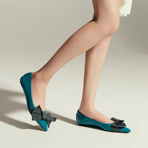 Vista 5 de C.Paravano Zapatos planos con lazo puntiagudo para mujer, cómodos y elegantes, zapatos sin cordones para uso casual y oficina