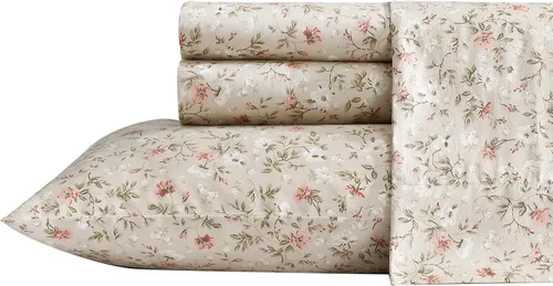 Vista 17 de Laura Ashley - Juego de sábanas individuales con sábana bajera y funda de Bettinas Blooms Rojo