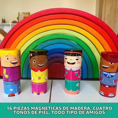 Vista 7 de Juego de amigos de madera magnética de 16 piezas