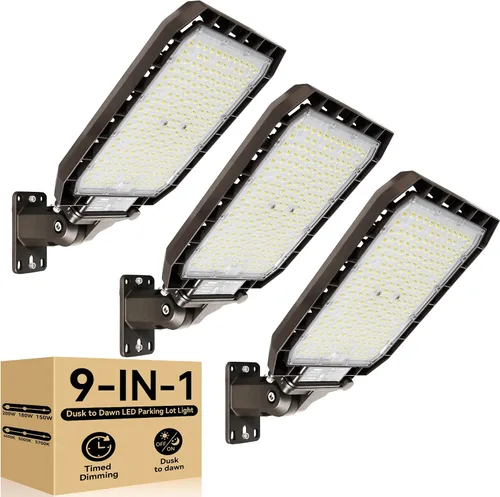Vista 8 de HiBay Paquete de 4 luces LED de pared para exteriores del atardecer al amanecer, 20010LM 150W Eqv. 800-1000W HPS/HID, fotocélula de seguridad