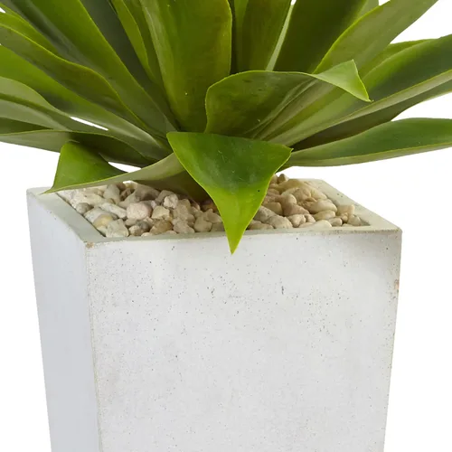 Vista 2 de Nearly Natural Planta artificial de agave en maceta blanca