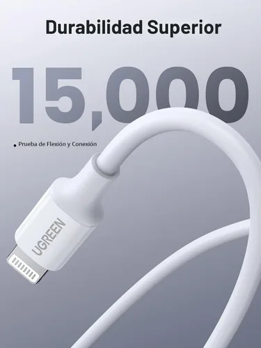 Vista 5 de UGREEN Cable USB C a Lightning: cable Lightning PD de carga rápida de 3 pies con certificación MFi compatible con iPhone 16/15/14/14 Pro/13/13