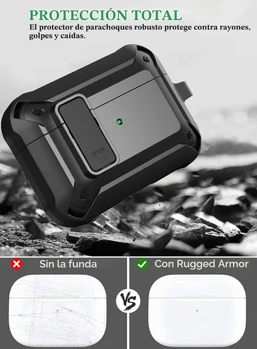Vista 3 de Olytop Funda de bloqueo para Airpods Pro 2 Gen/Pro con kit de limpieza y puntas de repuesto (S/M/L), funda protectora resistente para iPod Pro
