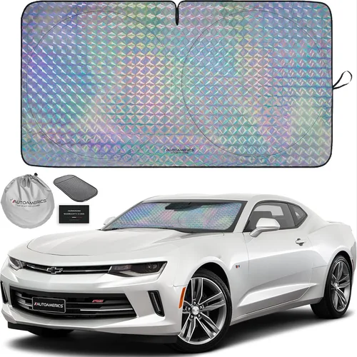Vista 90 de Parasol de Parabrisas de Una Pieza - Parasol Cromado Líquido Plegable para Ventana Delantera de Auto para Carros SUV Camión - Protector Visor