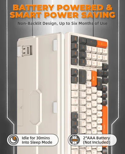 Vista 8 de MAGIC-REFINER Teclado mecánico inalámbrico RK96, modo dual 2.4GBT5.0 receptor 2 en 1, 100 teclas intercambiables en caliente, interruptores rojos