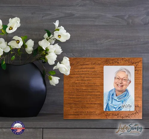 Vista 2 de LifeSong Milestones Marco de fotos de madera personalizado para la pérdida de un ser querido, con capacidad para fotos de 4 x 6 pulgadas, recuerdo
