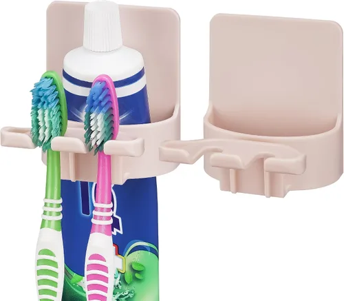 Vista 11 de 2 soportes autoadhesivos para cepillos de dientes montados en la pared, gancho para cepillos de dientes a prueba de agua, 3 en 1 con soporte