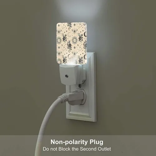 Vista 5 de Sun Moon Stars Print (3) LED Plug-in Nightlights Set of 2 for Bedroom
