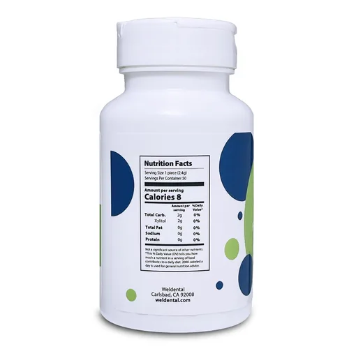 Vista 2 de Weldental Goma de mascar micro hidroxiapatita con xilitol menta 50
