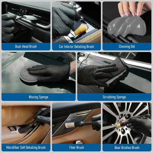 Vista 7 de 45Pcs Car Cleaning Kit, Car Interior Detailing Kit, 8000Pa Corded Handheld Car Vacuum, Car Detailing Brushes, Car Duster, Windshield Cleaner Tool