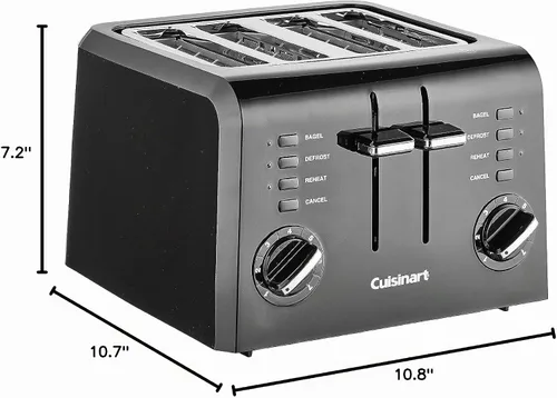 Vista 9 de Cuisinart Tostadora compacta de plástico de 4 rebanadas, color negro, CPT-142BKP1