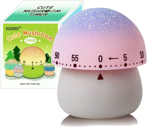 Vista 9 de Temporizador mecánico de cocina, lindo temporizador de hongos para niños, temporizador manual de cuenta regresiva de 60 minutos para aula, hogar