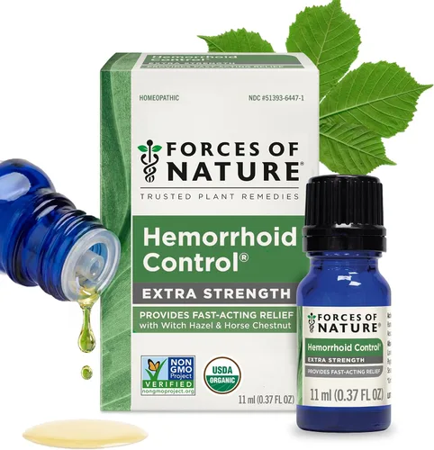 Vista 10 de Forces of Nature Control de Hemorroides de Fuerza Extra, Medicina Homeopática Orgánica con Hamamelis, Castaña de Indias y Aceites Esenciales