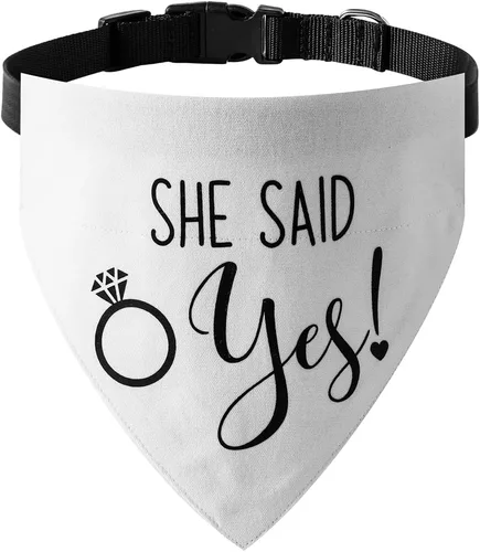 Vista 13 de El mejor collar de bandana de boda para perro, bandana de compromiso ajustable para mascotas con hebilla de liberación rápida y anillo en D