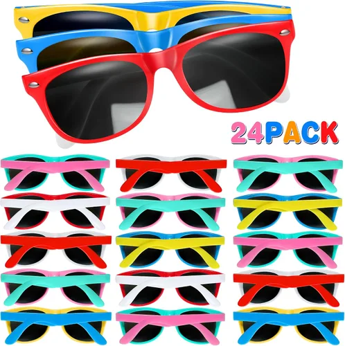 Vista 8 de GINMIC Gafas de sol para niños, regalos de fiesta, paquete de 12 unidades de neón de San Valentín para niños, niños y niñas, gran regalo
