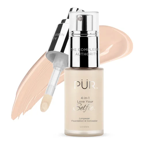 Vista 34 de PÜR MINERALS 4-in-1 Love Your Selfie Foundation & Concealer - Longwear Medium-to-Full Coverage Liquid Makeup Foundation with Hydrating Blend for