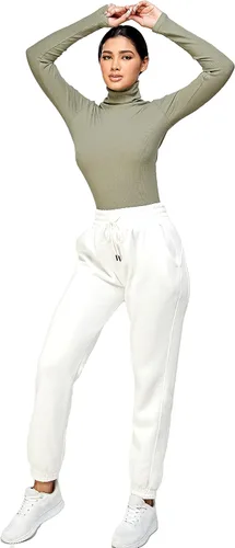 Vista 2 de IUUI Pantalones deportivos de cintura alta para mujer, con bolsillos, de algodón, holgados, atléticos