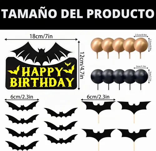 Vista 3 de Decoración de Pastel de Superhéroe Murciélago - Decoraciones de Feliz Cumpleaños para Suministros de Fiesta Temática de Héroes