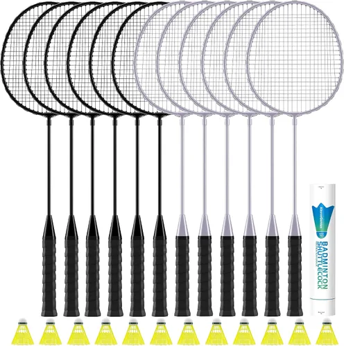 Vista 10 de AboveGenius Badminton Rackets Set, Lightweight & Durable Badminton Set (Includes 6/12 Racquets, 6/12 Birdies), Outdoor Backyard & School Games for
