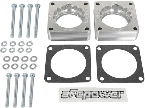 Vista 6 de aFe Power Kit de espaciador de cuerpo del acelerador de bala plateada (par) Nissan 370Z 09-20/Infiniti G37 08-13/Q60/Q50 14-15 V6-3.7L (VQ37VHR)