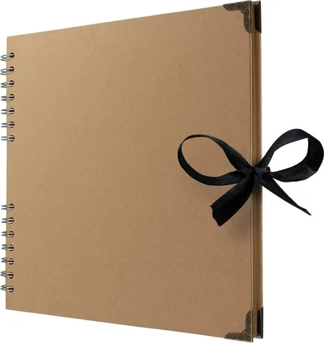 Vista 17 de Bstorify - Álbumes de fotos cuadrados de 36 páginas de 18 x 18 cm, papel kraft negro grueso, 250 g/m², libro de recuerdos, cierre de cinta, ideal