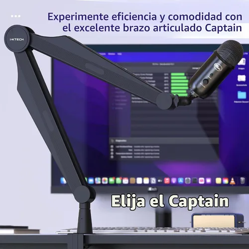 Vista 5 de IXTECH Brazo de micrófono con brazo para micrófono Blue Yeti Shure Sm7b Hyperx QuadCast Rode At2020 y soporte de micrófono Fifine para juegos 1 Negro