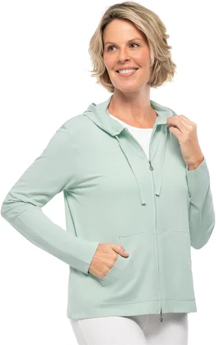 Vista 57 de Sudadera con capucha para la costa, de Coolibar, para mujer, UPF 50+, protege del sol