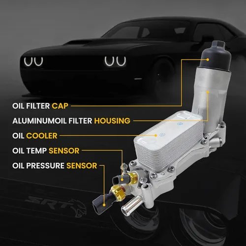 Vista 7 de Enfriador de aceite de motor de aluminio y carcasa del filtro de aceite Apto para Chrysler 200 300, Jeep Grand Cherokee Wrangler, Ram 1500
