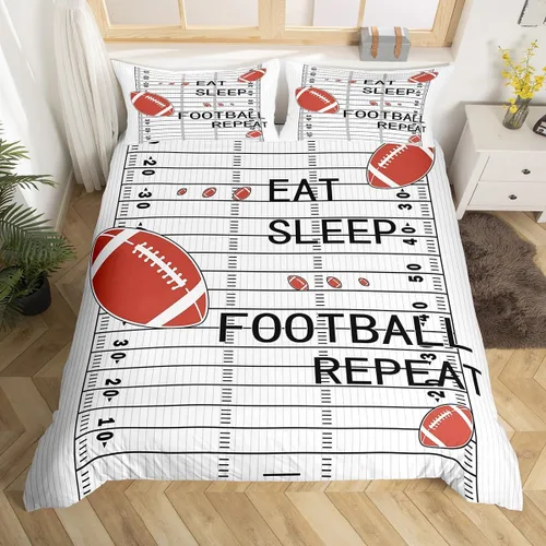 Vista 22 de jejeloiu Juego de ropa de cama de fútbol para niños, tamaño individual, juego de funda de edredón de fútbol para niños y niñas, funda de edredón