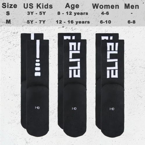 Vista 4 de Pawdoer Calcetines deportivos Elite de baloncesto para niños, 3 pares de calcetines deportivos de baloncesto para niñas, jóvenes y niños