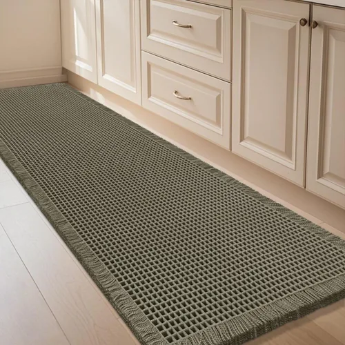 Vista 87 de IM HOME Tapete de baño de punto gofre, color caqui, de 24 x 17 pulgadas, tejido bohemio, moderno, absorbente, antideslizante, suave, lavable