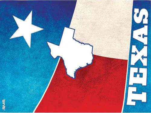 Vista 2 de Tervis Vaso aislado Colossal de la bandera del estado de Texas con envoltura y tapa roja, 24 onzas, transparente