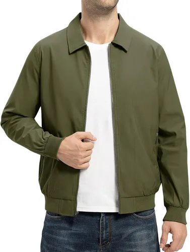 Vista 14 de TBMPOY Chaquetas ligeras para hombre, estilo casual, rompevientos, para hombre, chaqueta ligera de pista, cuello de tendido, abrigos de golf de otoño