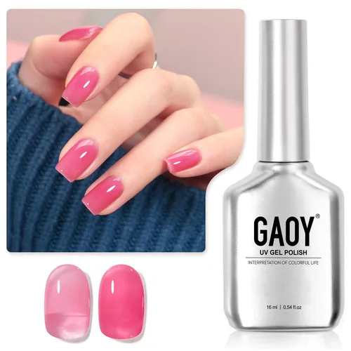 Vista 9 de GAOY Esmalte de uñas de gel color lila nude, 16ml, esmalte de gel neutro traslúcido que se quita con remojo, curado con luz UV para arte de uñas