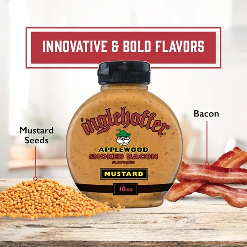 Vista 2 de Inglehoffer Applewood - Mostaza de tocino ahumado, botella exprimible de 10 onzas